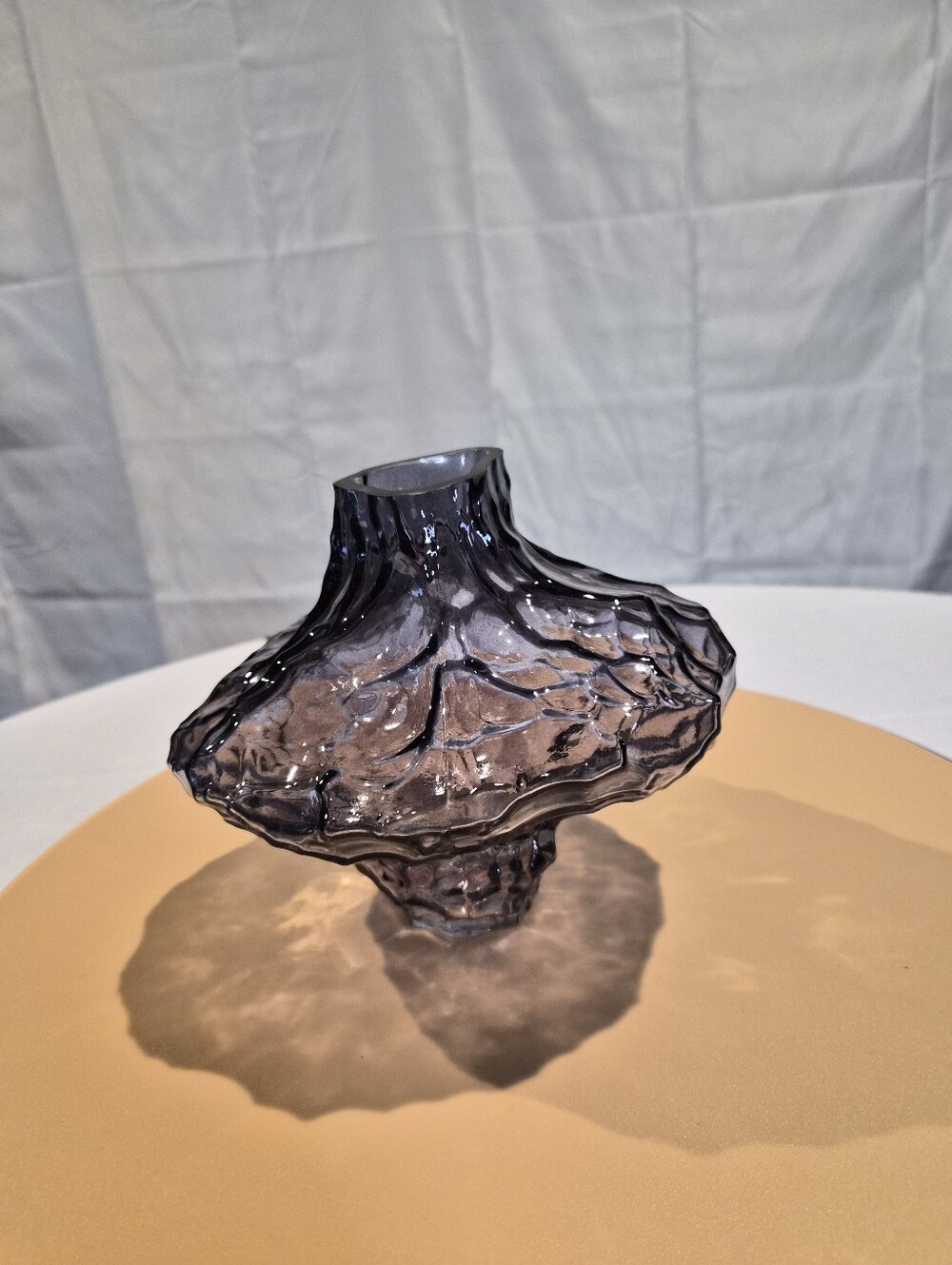 Smoky Gray Textured Glass Decorative Vase
